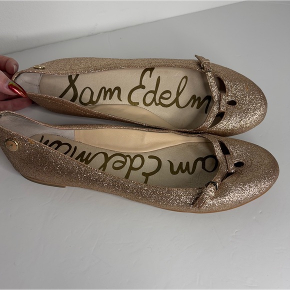 Sam Edelman Leena Ballet Flats Glittery Rose Gold Size 8.5 - Picture 2 of 12